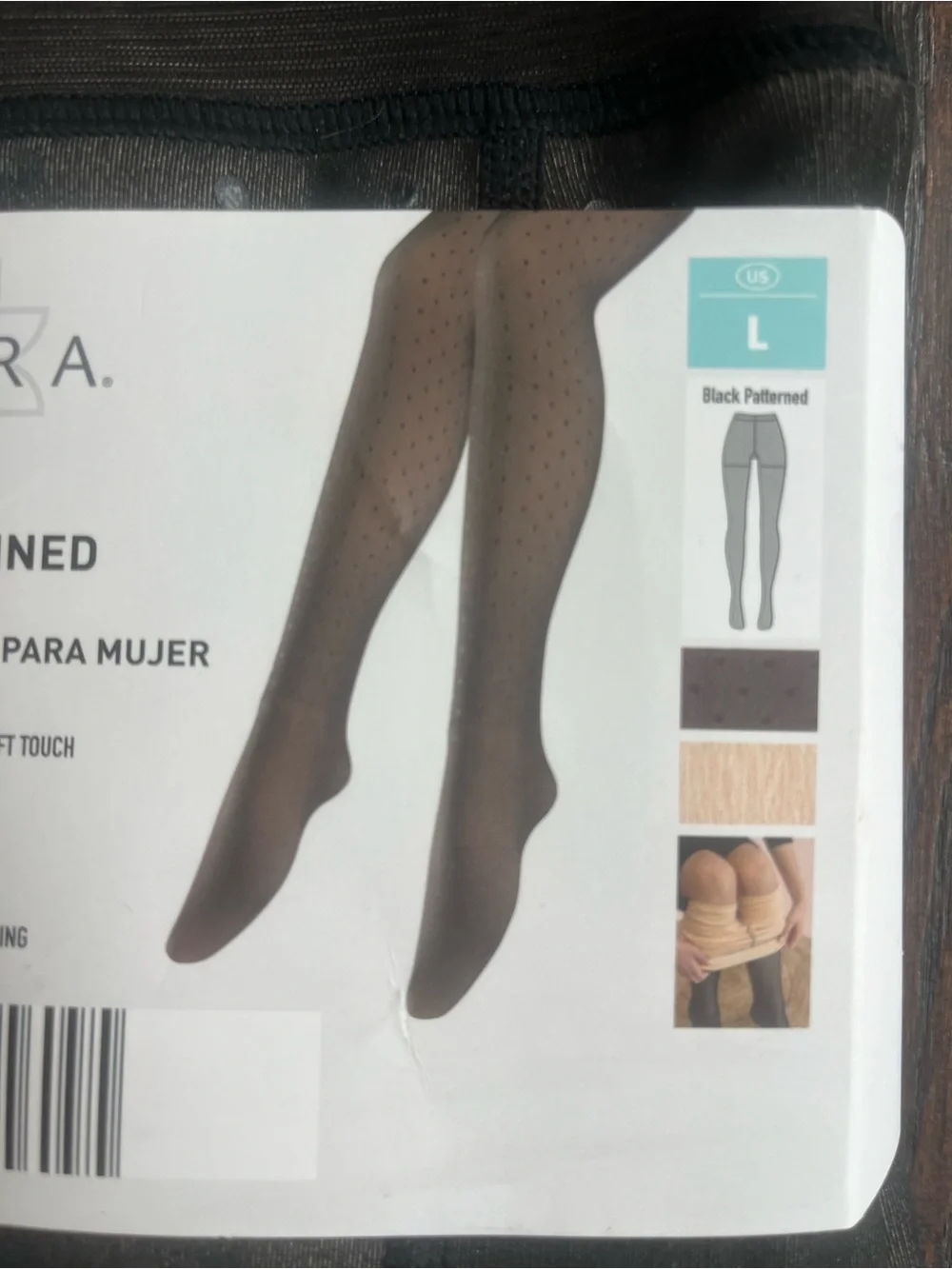 Serra Black Patterned Tights Fleece